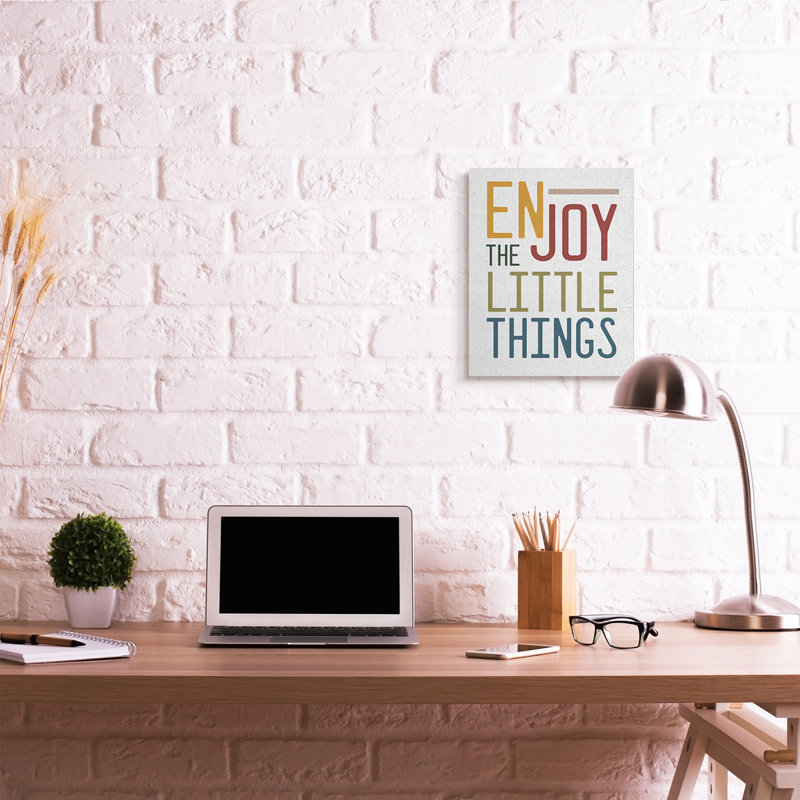 «Enjoy The Little Things», citation, typographie, bleu, rouge, Toile tendue, H 20 po x l 16 po