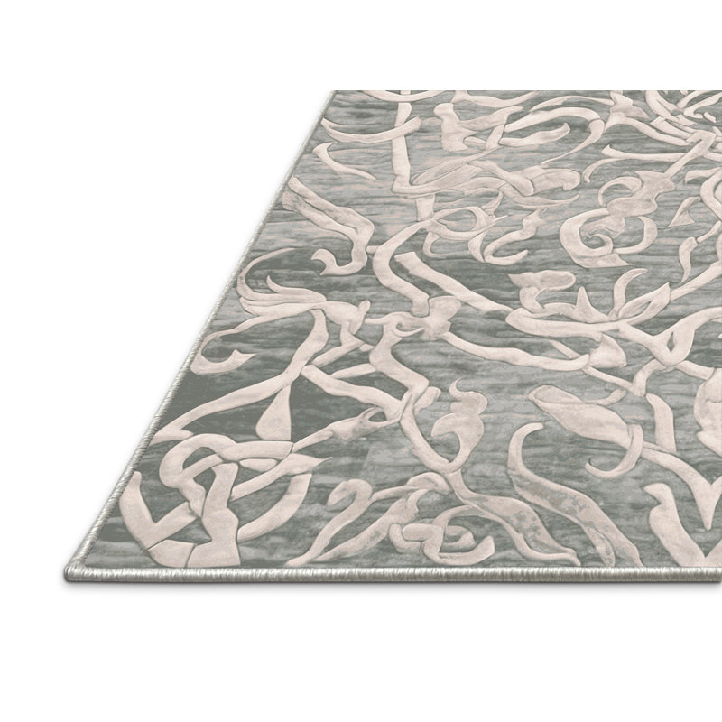 Tapis beige soyeux et moelleux, Rond 6 pi