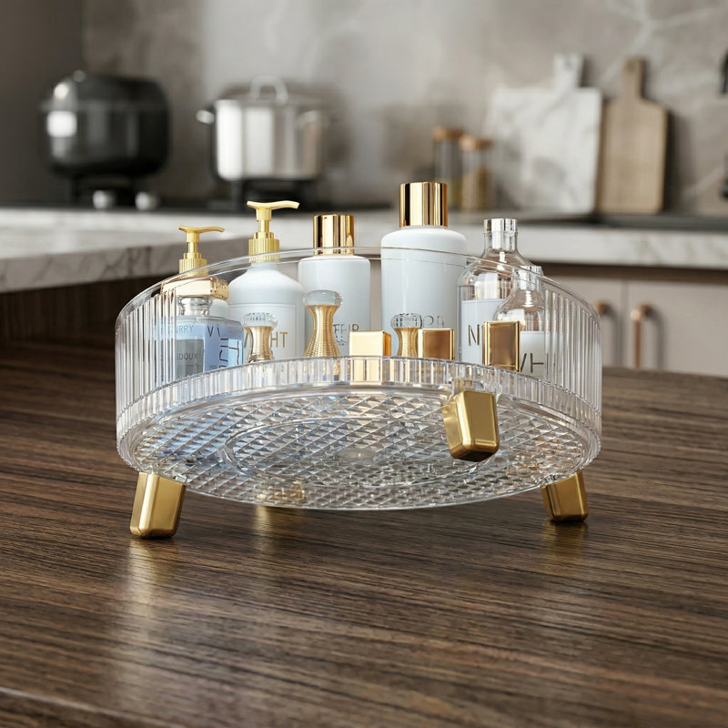 Organisateur de maquillage plateau de maquillage 360 rotation Lazy Susan Skincare Lotion Organisateur Spinning Cosmétiques de rangement pour commode, coiffeuse, comptoir de salle de bain