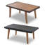4 meubles de patio: PE, table et pieds en bois, coussins beiges, pieds réglables, longue durée, housse: coussins, imperméable