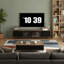 Meuble télé 78,74 po avec 4 armoires de rangement et portes en verre arquées pour téléviseur de 85 po et moins