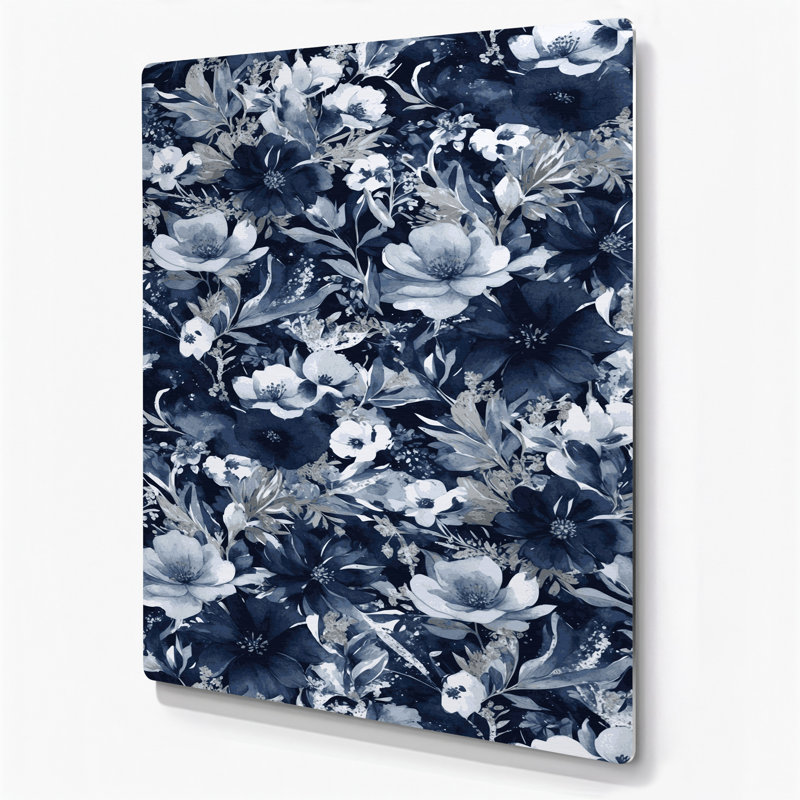 Aquarelle florale, art mural gris en métal 61, H 14 po x l 11 po