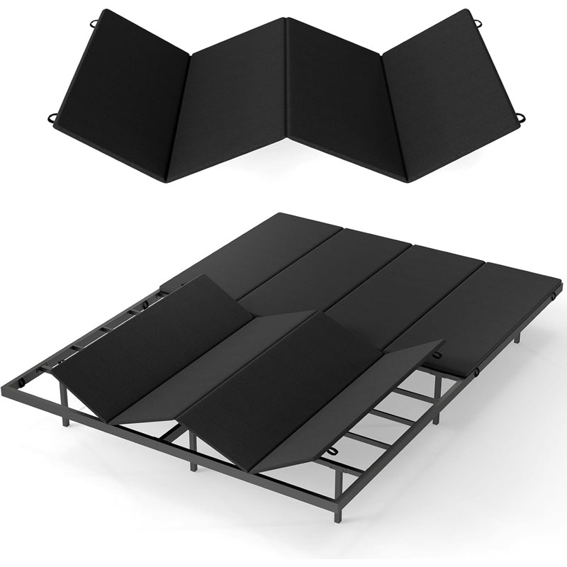 Panneau de sommier robuste pleine grandeur, plateau de sommier divisé de 0,3 po, panneaux de lit pliables, support de lit à profil bas / lattes avec housse