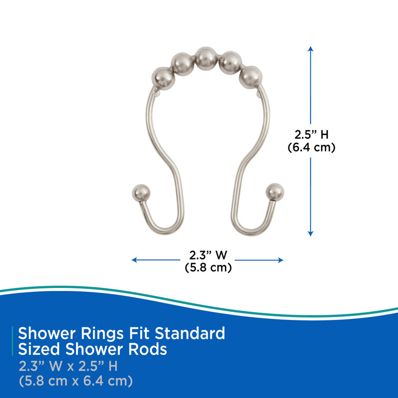 Metal Rust Resistant Shower Curtain Hook, Brushed Nickel