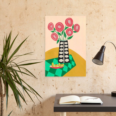 Art contemporain abstrait avec art floral coloré
