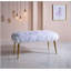 Banc Bagley II en fausse fourrure blanche et finition or Design simple, confortable et durable, banc multifonctionnel