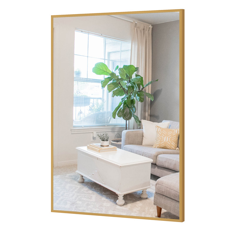 Talma Wood Flat Mirror, 38" H x 26" W, Gold