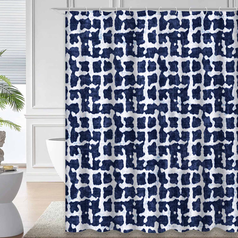 Rideau de douche Grid Indigo, L 72 po x l 84 po