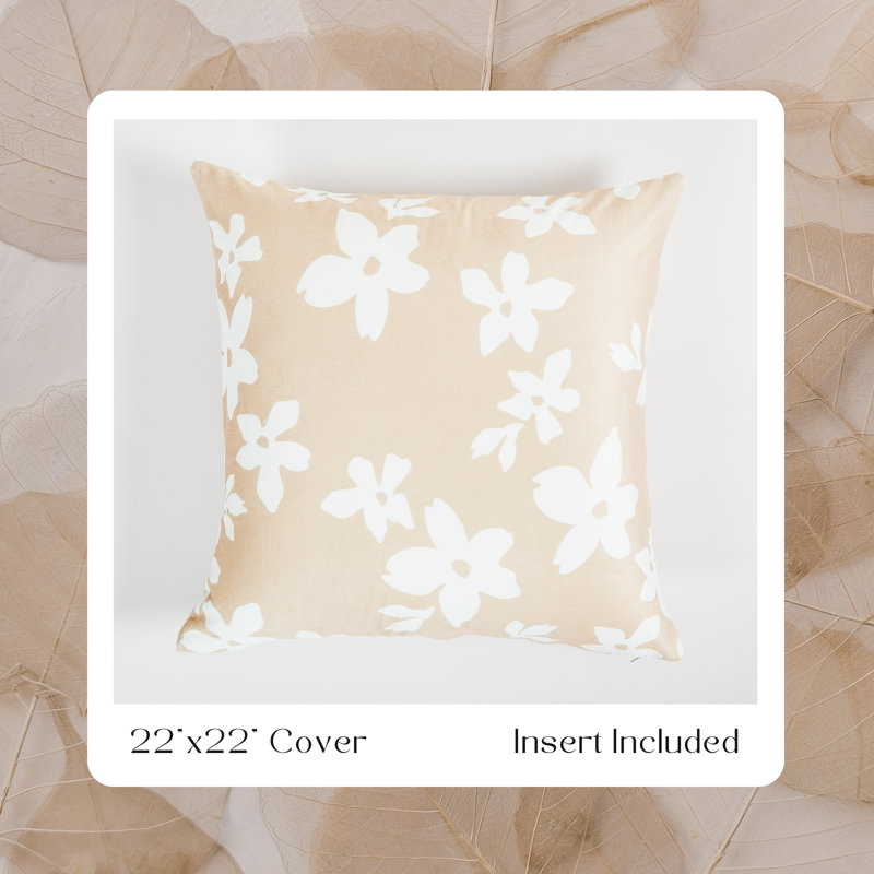 Floral Cream Throw Pillow 22"