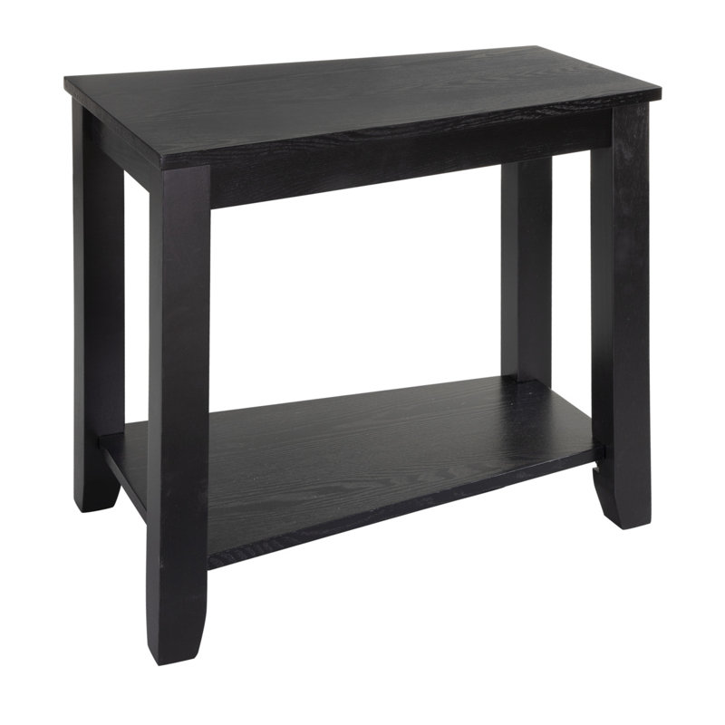 Contemporary  Chairside Table With Lower Shelf Wedge Shape Solid Wooden Furniture  Side Table