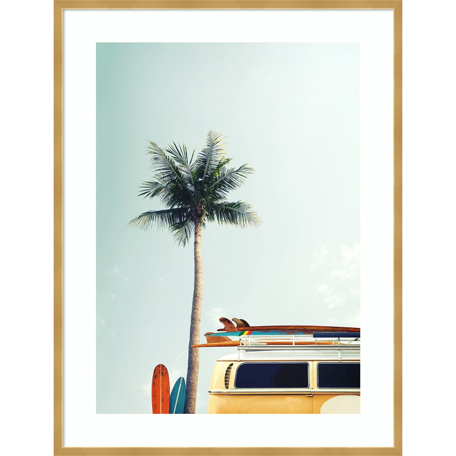 Raleigh "Surf Bus Yellow" Photo Print, Gold, 37.88" H x 29" W x 0.75" D