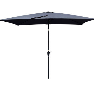 Parasol de patio de 9 pi x 6 pi, assemblage facile à l'extérieur avec auvent imperméable et inclinaison à manivelle pour la piscine, construction durable de 6 pi x 9 pi, cour arrière système