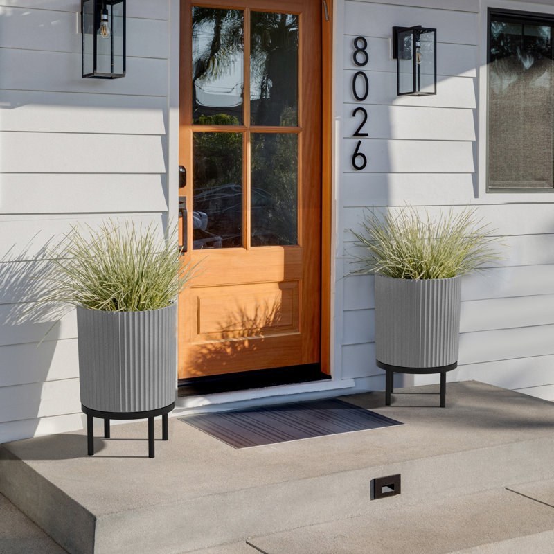 Jardinière Demi Series avec support, 2, Gris / Noir, H 22 po x l 14,75 po x P 14,75 po