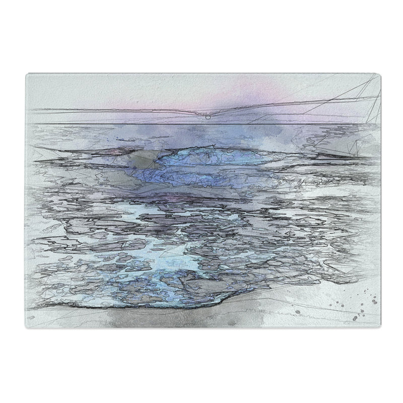 Tempered Glass Pretty Beach Sunset Chopping Board, 28.5 cm x 39 cm