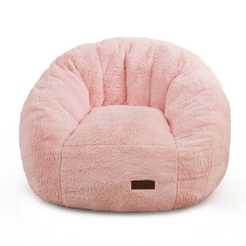 Shell Shape Bean Bag Chair for Kids, Teens, and Adults, Pink Faux Fur