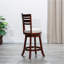 Tabouret pivotant à dossier et à lattes de 24 po de hauteur comptoir, finition cerisier, assise en tissu-581567573