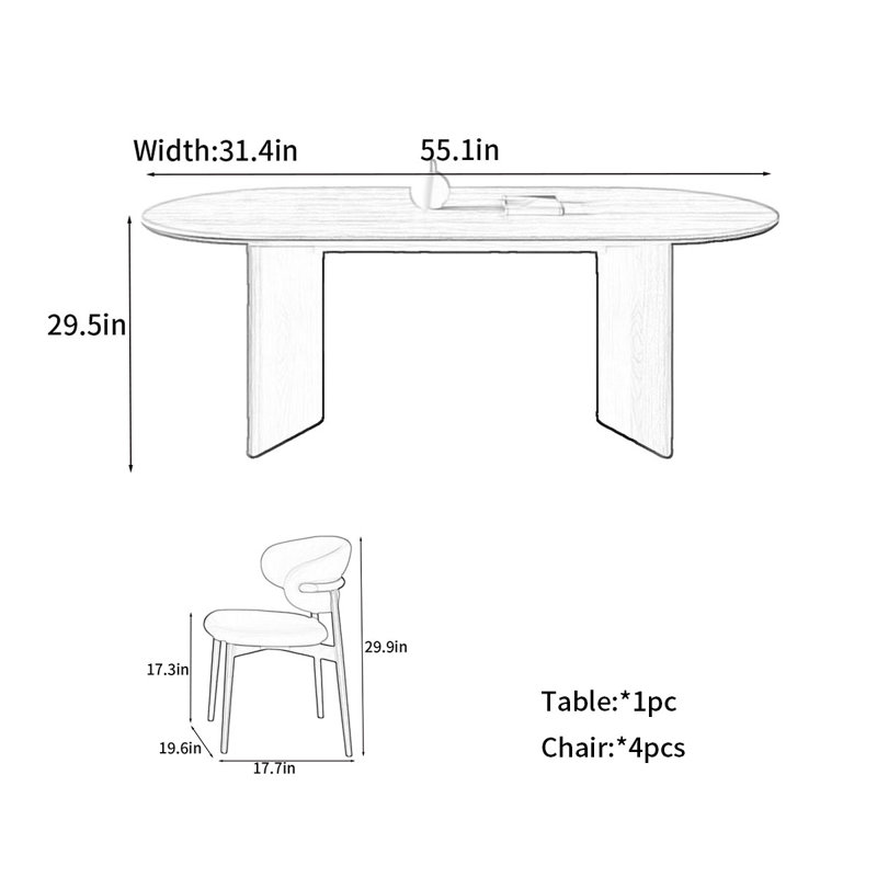 Table de salle à manger Rock Plate, H 29,5 po x L 55,1 po x l 31,4 po