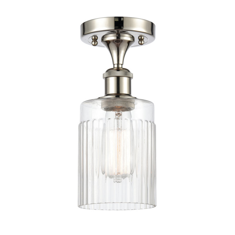 Plafonnier semi-encastré en verre Kamena, Clair, Ampoule DEL 6 watts rétro, Nickel poli