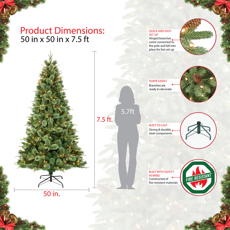 7.5' Lighted Pine Christmas Tree