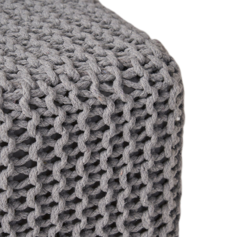 Knitted Foot Stool, Light Grey