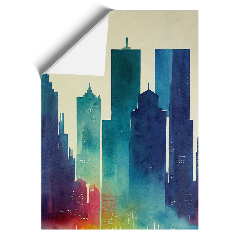 City Skyline Watercolour No.7 Abstract - Wall Art, Paper, 59.4cm H x 42cm W, No Matte