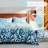 Lunaria 100% Long Staple Cotton Duvet Cover Set Gradient Blue Leaves Printed 3 Piece Comforter Cover Set-1231207924