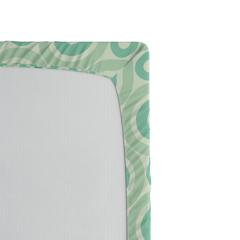 Microfiber Fitted Sheet, Queen Fitted Sheet, Green Geometric 1