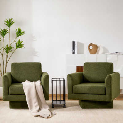 Ensemble de chaises d'appoint pivotantes modernes à 360 ° avec fauteuil rond Tedpa Sherpa de 2,30 po d'épaisseur, canapé de salon rembourré épais, fauteuil demi-tonneau rembourré confortable, fauteuil club de lecture pour le salon, la chambre de b?