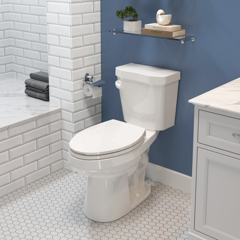 HOROW Elongated Chair-Height Two-Piece Toilet with Soft-Close Seat, 360° Jet Flush and Floor-Mounted Design, 1.28 GPF