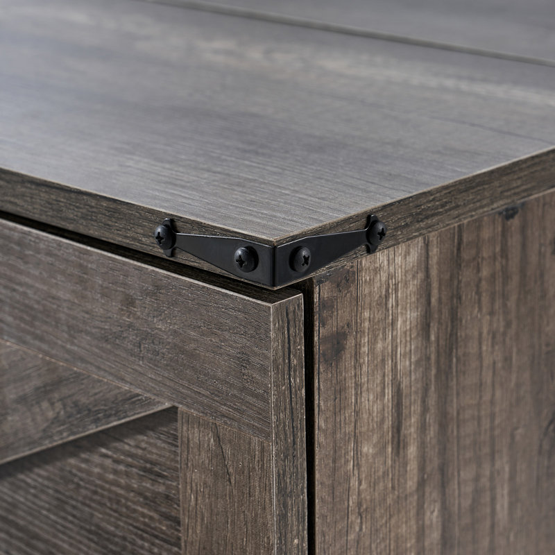 Grand lit escamotable Wilkinson Farmhouse avec grand tiroir de rangement et station de charge, gris, Grand, Grey