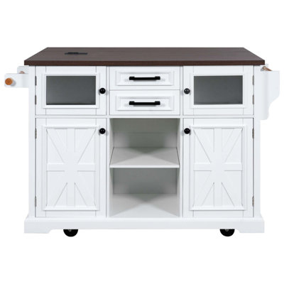 54.9" Kitchen Island With Drop Leaf