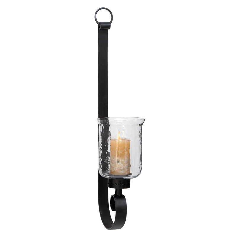 Metal Handmade Pillar Scroll Indoor Outdoor Black Wall Sconce