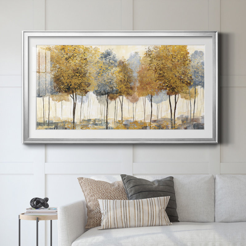 Golden Forest - reproduction d'art encadrée de qualité supérieure - prête à être accrochée, H 14,5 po x l 26,5 po