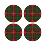 Tartan Blue Vegan Leather Round Coasters