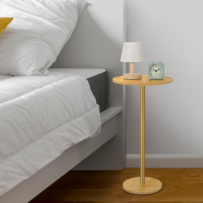 Bamboo End Table, Rustic & Practical, White/Gold