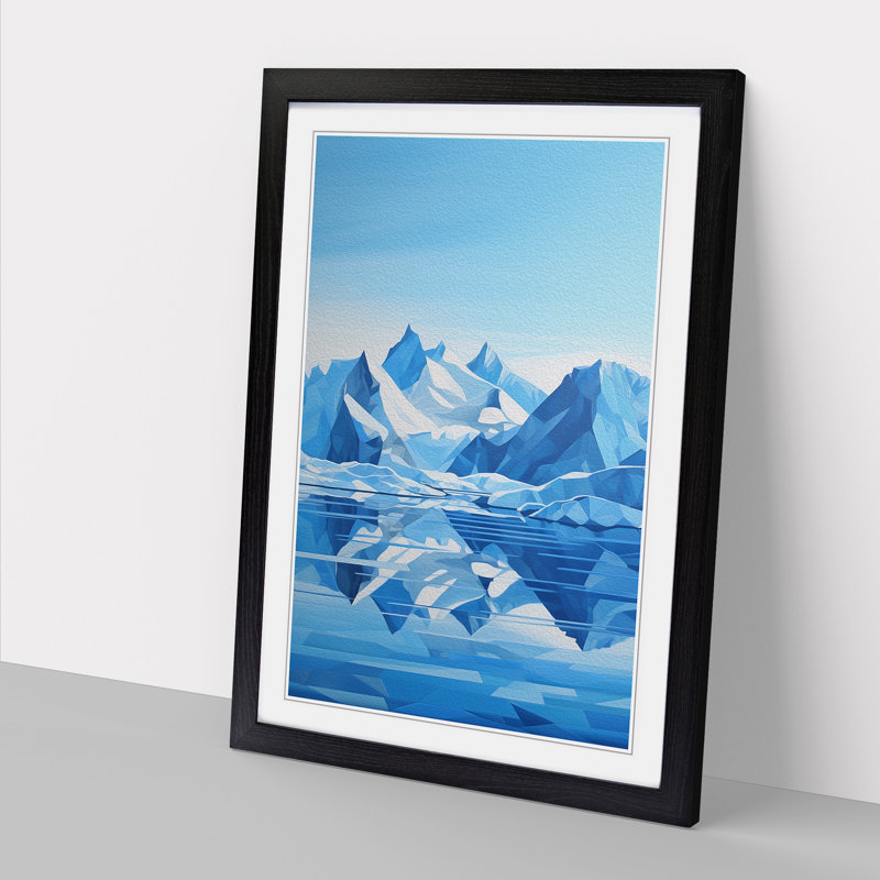 Glacier Geometric - Framed Print, 64cm H x 46cm W x 2cm D, Black