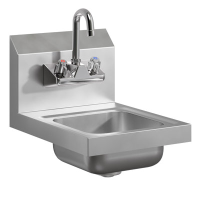 Lavabo à main en acier inoxydable 12 po x 16 po | Lavabo mural commercial. Certifié NSF.