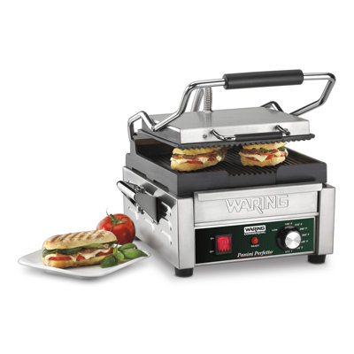Waring 9.75'' Electric Grill Sandwich Maker & Panini Press with Lid