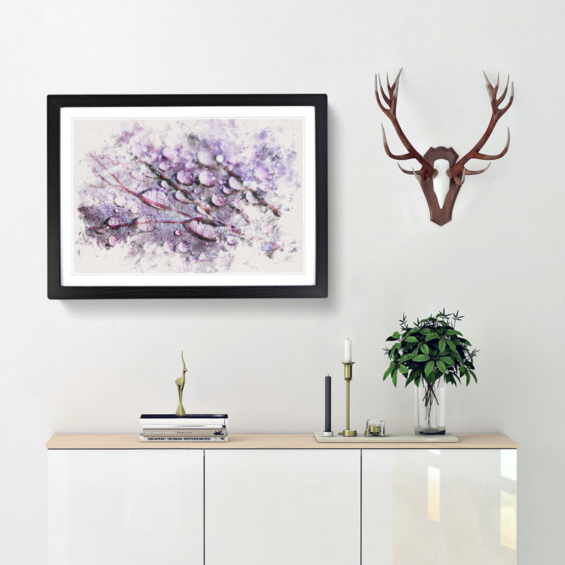 Dewdrops Upon A Lilac Leaf - Framed Print, Black Framed, 40cm H x 60cm W x 2cm D