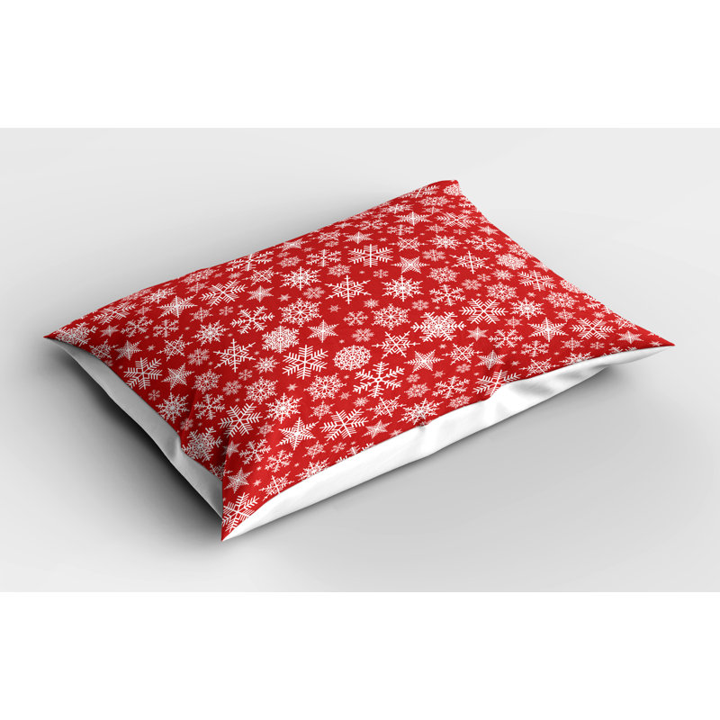 Holiday Red and White Snowflake Microfiber Pillow Sham Set