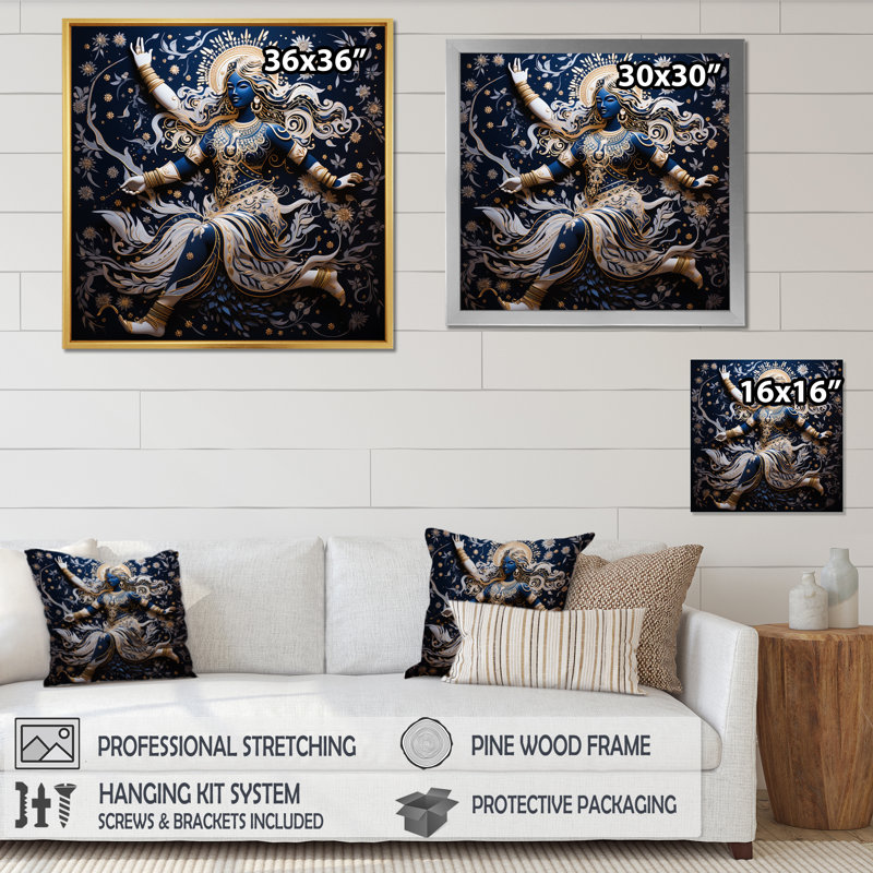 Hinduisim Cosmic Dance III - impression, H 24 po x l 24 po x P 1 po, Cadre flottant blanc
