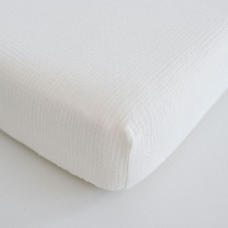 Waterproof Cotton Crib Sheet, Off White