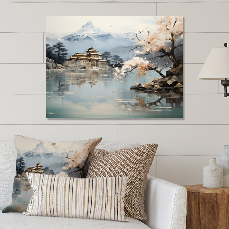 Art asiatique paysage impérial II - reproduction asiatique sur métal, H 16 po x l 32 po