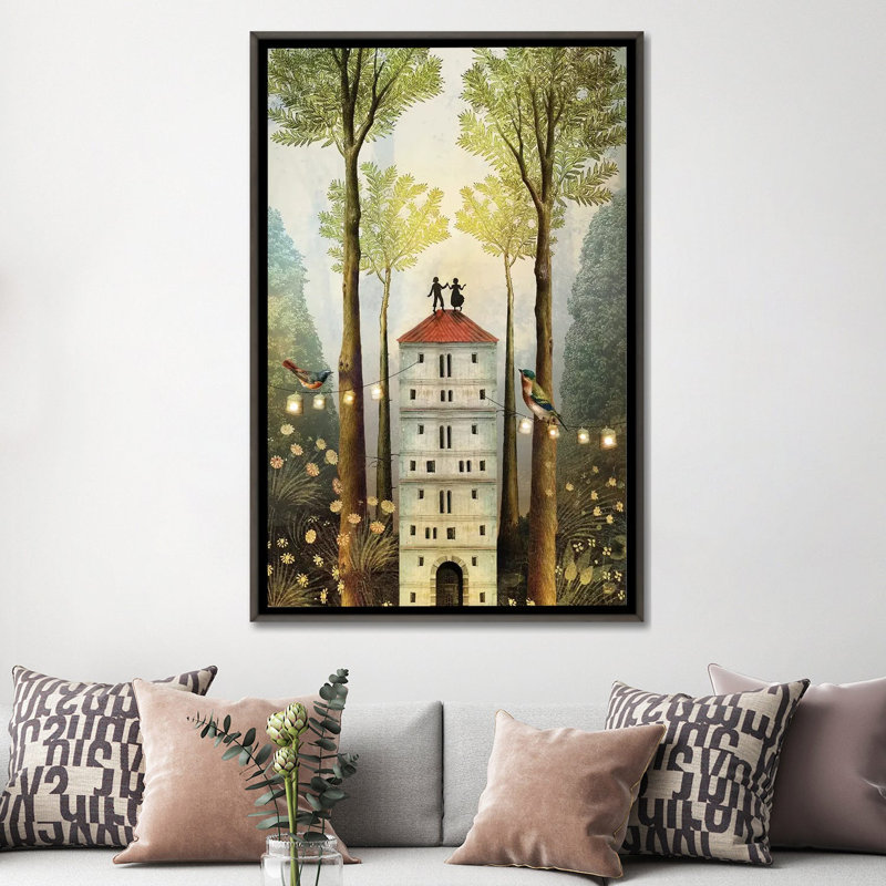 «Four of Wands» par Catrin Welz-Stein - impression d'art graphique, H 60 po x l 40po x P 1,5 po, Pas de tapis