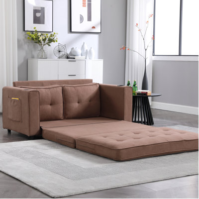 3-In-1 Upholstered Futon Sofa Convertible Floor Sofa Bed,Foldable Tufted Loveseat With Pull Out Sleeper Couch Bed,Folding Mattres Love Seat Daybed W/S -  Ebern Designs, C6365923EE2C4C54BD002B21EE9C3011