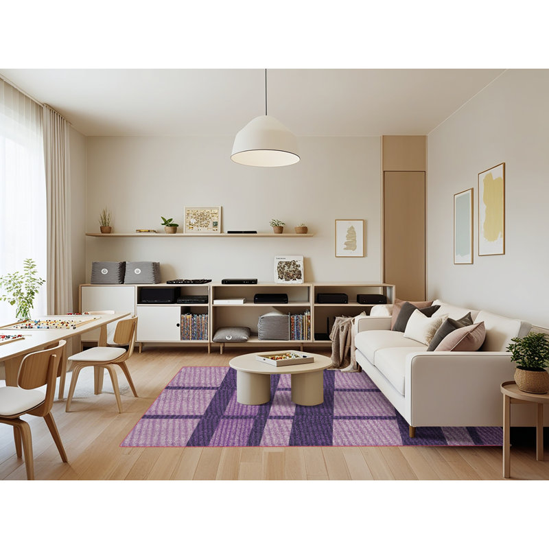 Tapis mauve à motif géométrique Antravia, Rectangle 7 pi x 9 pi