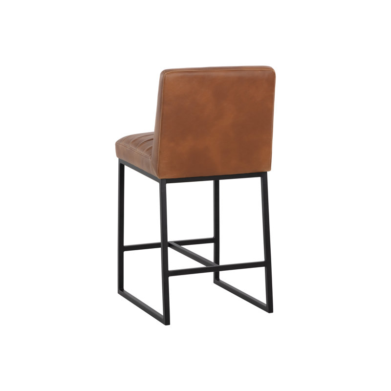 Spyros Upholstered Stool, Counter Stool (26" Seat Height), Brown