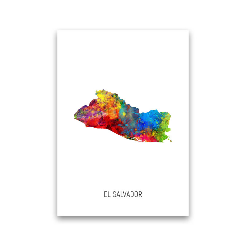 El Salvador Watercolour Map by Michael Tompsett - Print, Unframed, 59cm H x 42cm W x 1cm D