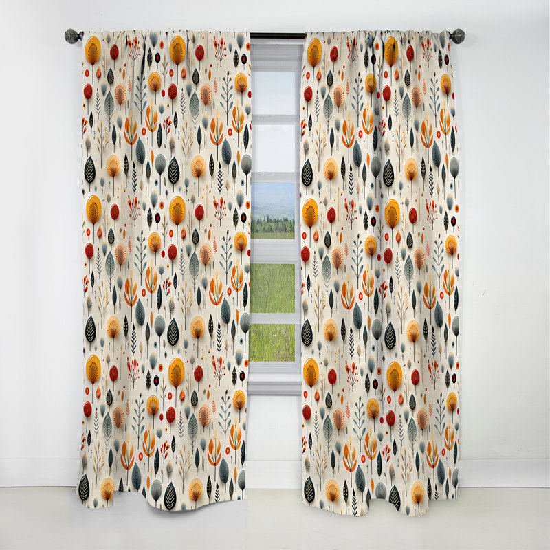 Vintage Scandinavian Charm I - Midcentury Curtain - Blackout Geometric Curtain - 1 Panels, 52" W x 95" L
