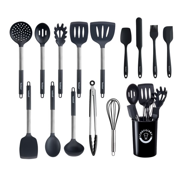 DGPCT Ensemble 28 ustensiles de cuisine en silicone 28 pièces, sans BPA,  antiadhésif, noir - Wayfair Canada